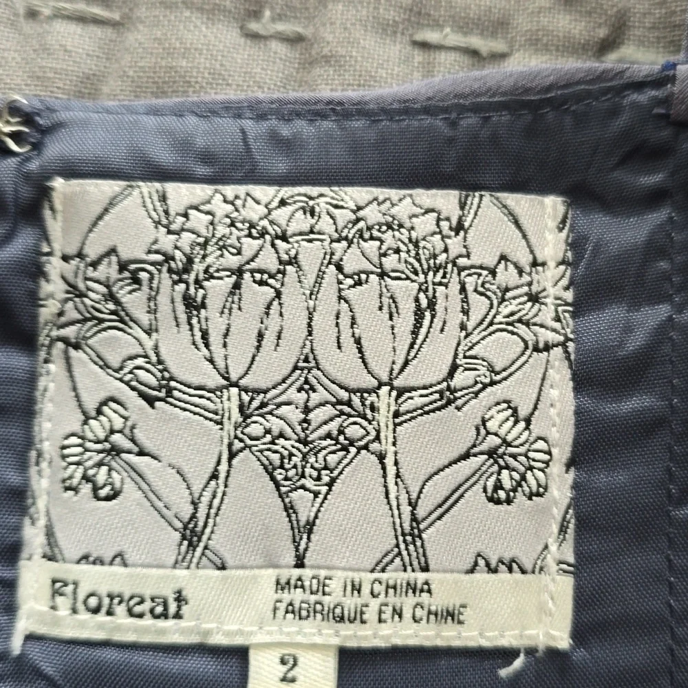 Anthropologie Dress By FLOREAT Teacup Print Purple Silk "Sugar & Cream Dress" - Picture 10 of 16
